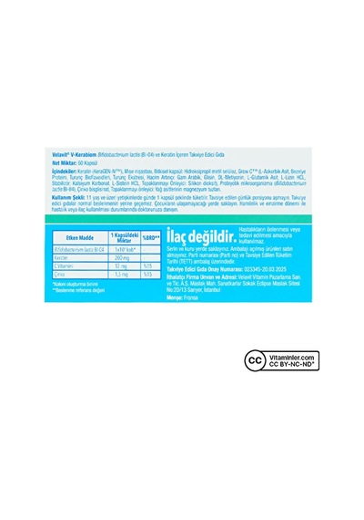 Velavit V-kerabiome Keratin 60 Kapsül