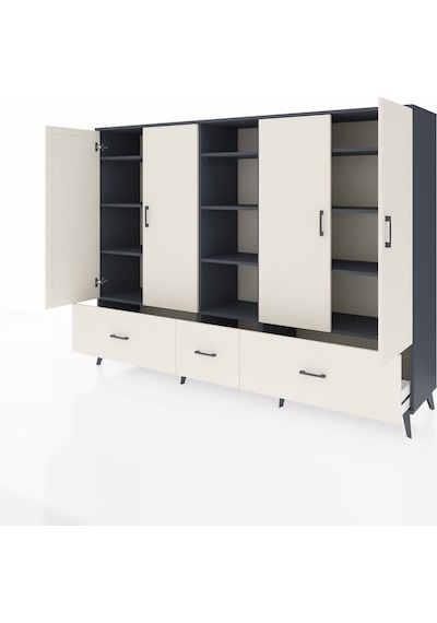 Hyperion Dolap 12 Raflı 3 Çekmeceli 4 Kapaklı 220x44x163 Antrasit Antrasit-aytaşı Hyperion Dolap 12 Raflı 3 Çekmeceli 4 Kapaklı 220x44x163 Antrasit Antrasit-aytaşı