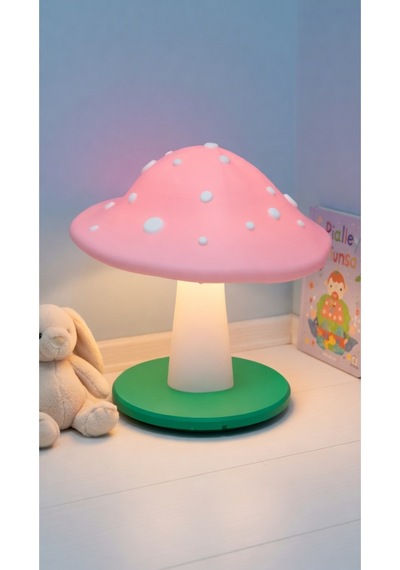 Dekoratif Mantar Gece Lambası - 3d Tasarım Estetik Oda Dekoru - Hediyelik Masa Lambası Mood Light Pembe