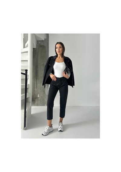 Blue Marlin Pileli Kuşaklı Mom Jeans Siyah