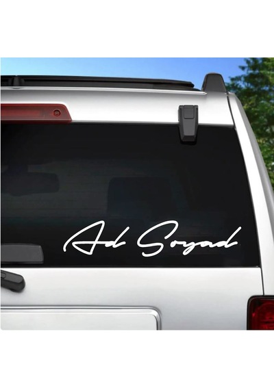 Kişiye Özel Ad Soyad İmza Sticker - Araba Oto Motosiklet Karavan Araç Sticker - 00028 12 Cm