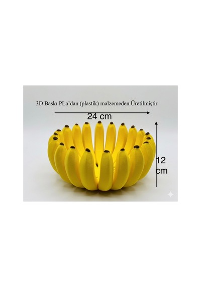 Dekoratif Muz Figürlü 24 Cm Meyvelik Ve Sunum Kasesi 3d Baskı Tasarım