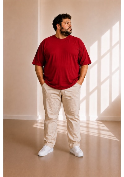 Sngl Tekstil Erkek Büyük Beden Oversize Kısa Kollu T-shirt 3xl 4xl 5xl 6xl 7xl 8xl 9xl Kırmızı