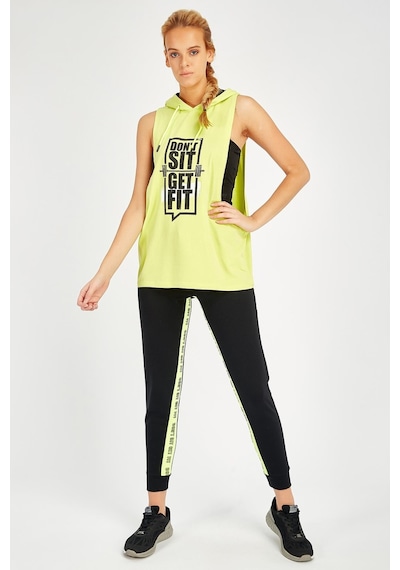 Maraton Active Regular Kadın Kapşonlu Kolsuz Gym Neon Sarı Atlet 17503-Neon Sarı