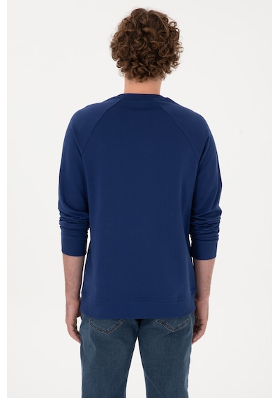 U.S. Polo Assn. Erkek Regular Fit Bisiklet Yaka İndigo İnce Basic Sweatshirt 50313752-VR028