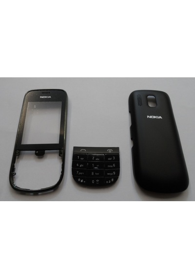 Nokia Asha 202 Kapak Siyah + Tuş Takımı Arka Kapak Ön Kapak