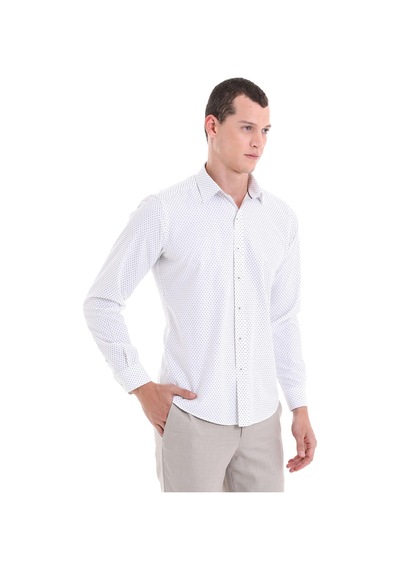 Hatemoğlu Yeşil Slim Fit Baskılı Pamuklu Uzun Kollu Klasik Gömlek Yeşil