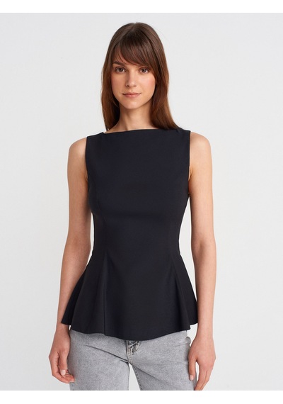 Dilvin 50281 Peplum Top-siyah Siyah