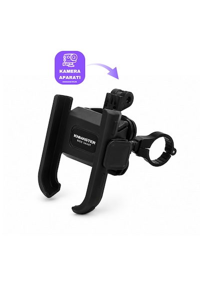 Knmaster Tt450 Titreşim Önleyicili Motosiklet Telefon Tutucu Kamera Bağlantılı Siyah