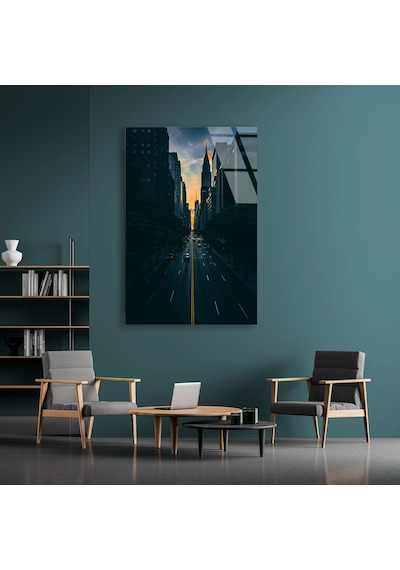 Şehir Cadde Alacakaranlık - Cam Tablo - Deg1526 35 X 50 Cm
