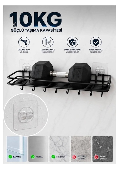 20 Li Güçlü Kendinden Yapışkanlı Kancalar Köşe Rafı Banyo Rafı Duş Rafı Kancası, Su Geçirmez Askı Beyaz