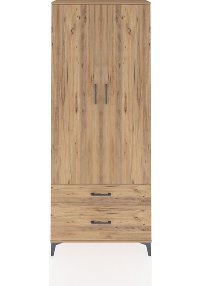 Arges Dolap 4 Raflı 2 Çekmeceli 2 Kapaklı 88x30x221 Çam-çam Çam