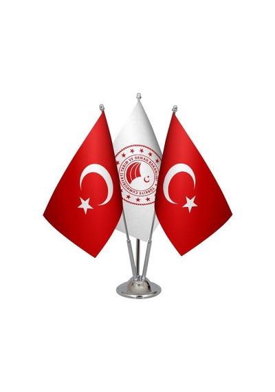 Masa Üstü Tarım Bakanlığı Bayrağı Türk Bayrağı Üçlü Krom Direk Ma