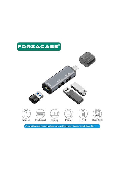 Forzacase Type-c To Usb 3.0 Çoğaltıcı Hub 3in1 Otg Adaptör Fc446