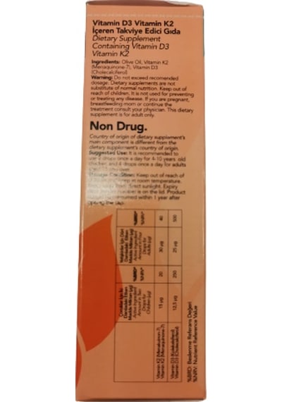 Herballive D3 K2 Içeren Takviye Edici Vitamin 20 Ml