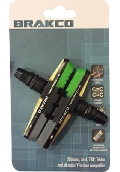 Brakco Bisiklet Fren Pabucu M-l55d+955vcr Siyah/Yeşil Performans