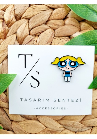 Rozet Metal Yaka Çanta Şapka Takı Aksesuar Powerpuff Girls Bubble Çok Renkli