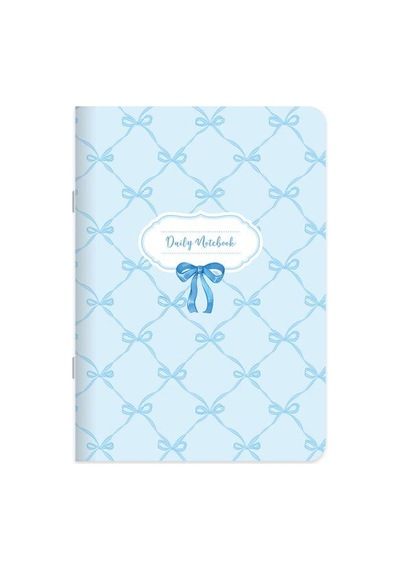 18,5x26 Kuşe Kapak Çizgili Kurdele Stickerli Defter - Mavi Kurdele Çok Renkli