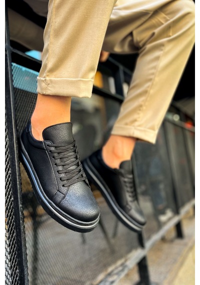 Aymood Mn979 - Santoni Crt Spor Erkek Ayakkabı Sıyah Siyah