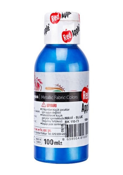 Red Apple Metalik Kumaş Boyası 100 Ml Mavi