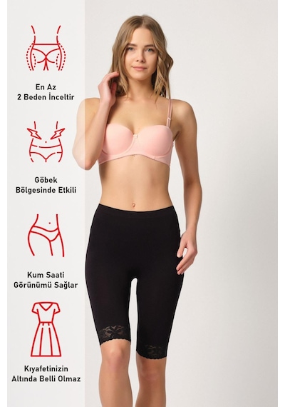 Siyah Mı Emay 3004 Soft Uzun Paça Dantel Boxer Siyah