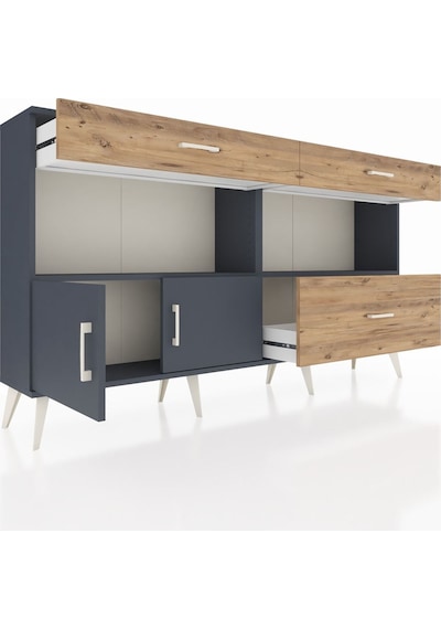 Arges Konsol 2 Raflı 3 Çekmeceli 2 Kapaklı 176x30x99 Antrasit-ant Antrasit-antrasit/çam Arges Konsol 2 Raflı 3 Çekmeceli 2 Kapaklı 176x30x99 Antrasit-ant Antrasit-antrasit/çam