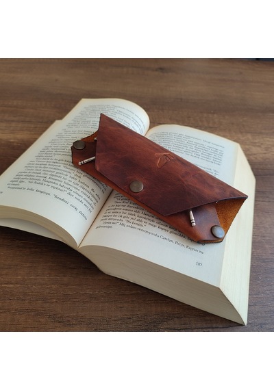 Sumerian Leather Craft Deri Gözlük Kılıfı Taba