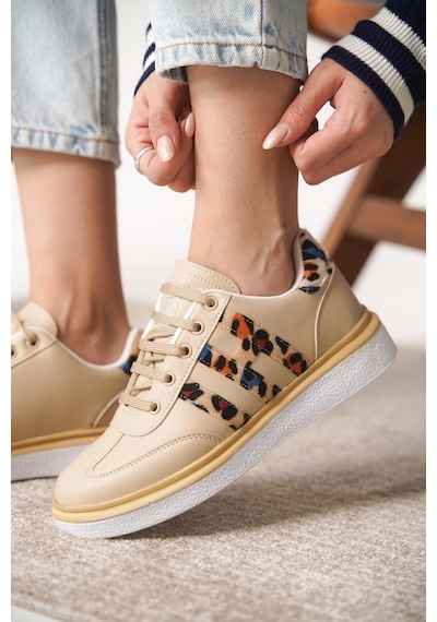 Daxtors Garantili D0516 Günlük Ortopedik Kadın Sneaker Spor Ayakkabı Bej