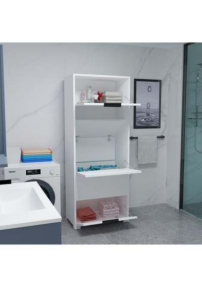 Byg Banyo Kirli Çamaşır Dolabı Sepeti Banyo Dolabı Beyaz