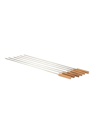 Igrıll Ciğer Şiş Takımı Ahşap Saplı 60 Cm 6 Adet