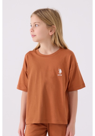 U.S. Polo Assn. U.s. Polo Assn Kız Çocuk Kahverengi Bermuda Takım Us1848-c-v30 Kahverengi
