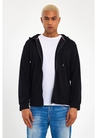 Erkek Kapşonlu Regular Fit Yan Cepli Hırka Spr 20k62 001