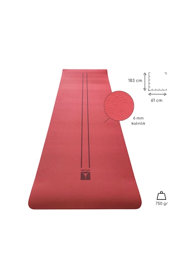 Rebuwo Çift Çizgi Tasarımlı Tpe Yoga Pilates Matı 6mm Kaymaz Hafif Taşınabilir - Bordo Bordo