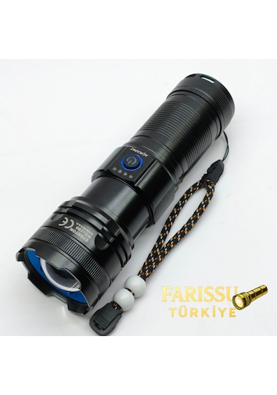 Rt-180 1000 Lümen Yüksek Işık Güçlü El Feneri 50w Lazer Led & 6000mah Dev Batarya Siyah