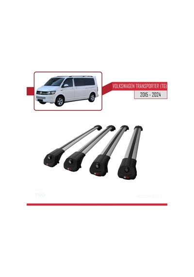 Volkswagen Transporter T6 2015 Ve Sonrası İle Uyumlu Ace-1 Ara Atkı Tavan Barı Gri 4 Adet Bar