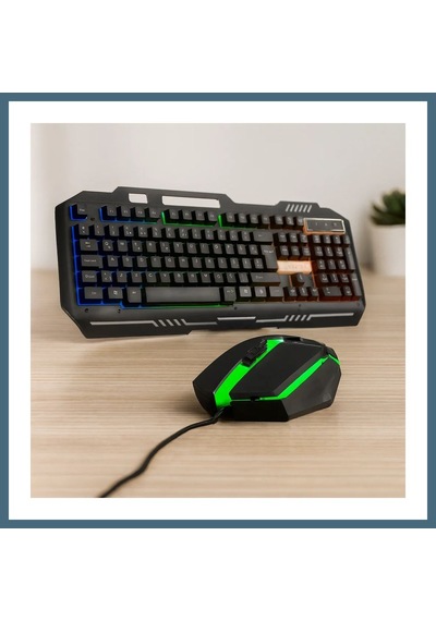 Agc Uygun Sepet Usb Kablolu Rgb Gökkuşağı Işıklı Klavye Ve Mouse Seti - 150 Cm Agc
