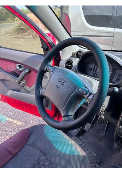 Dikişli Direksiyon Kılıfı Siyah Deri Siyah Dikişli Hyundai Atos İçin Renkli