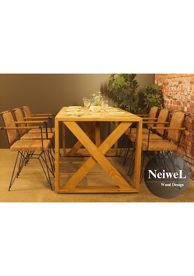 Neiwel Velmar Doğal Ahşap Yemek Masası-100-280 Açık Ceviz