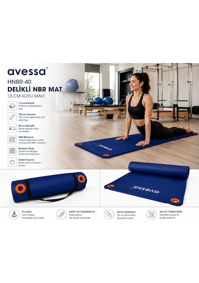 Avessa Hnbr-40 Delikli Nbr Mat 1,5 Cm Mavi