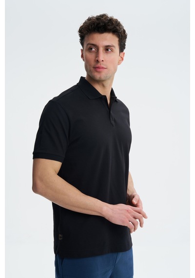 AR-MA Arma Erkek Likralı Pike Regular Fit Polo Yaka Tişört Y27374307801 Siyah