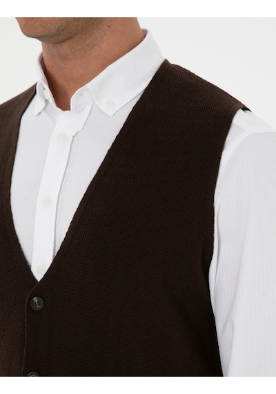 Pierre Cardin Erkek Koyu Kahverengi Yelek Triko 50317313-vr084 Koyu Kahverengi