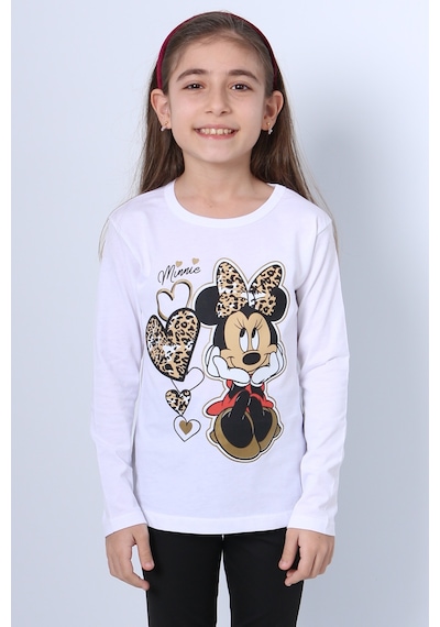 Hçm Kız Çocuk Uzun Kol Tshirt 4 Mevsim Baskılı Bisiklet Yaka D7 Krem