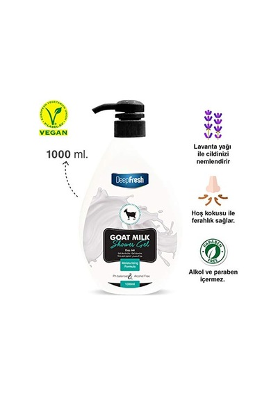 Deep Fresh Keçi Sütü Duş Jeli 1 L Acai Üzümü