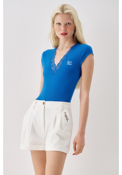 Sagaza Studio Ss6155 Yaka Dantel Detaylı Çıt Çıtlı Body Saks