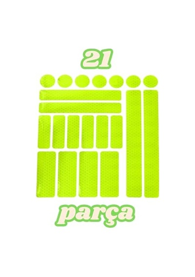 21 Parça Yansıtıcı Sticker Seti, Kırmızı, Motorsuz/motorlu Araçlar İçin Yeşil-sarı Açık Mavi