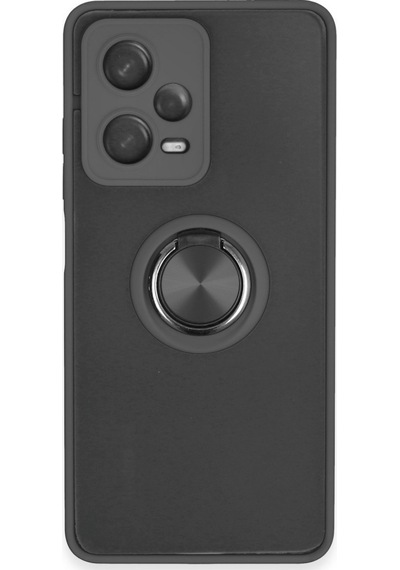 Note 12 5g Kılıf Montreal Yüzüklü Silikon Kapak - Siyah