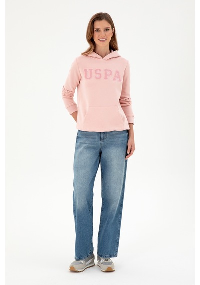 U.S. Polo Assn. Kadın Toz Pembe Basic Kapüşonlu Sweatshirt 50296931-VR050 U.S. Polo Assn. Kadın Toz Pembe Basic Kapüşonlu Sweatshirt 50296931-VR050