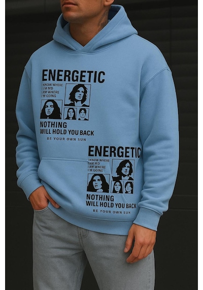 Benroma 3 İplik Penye Energetıc Baskılı Sweatshırt Bebe Mavisi