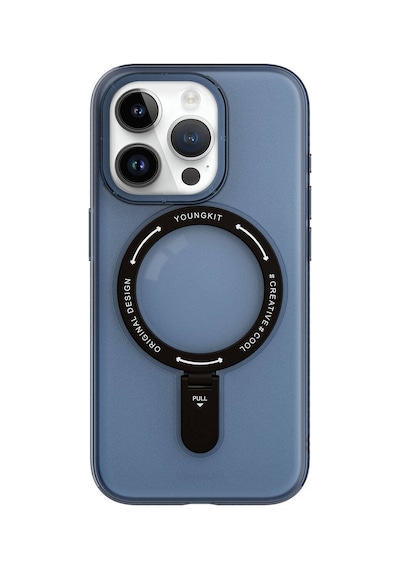 Apple Uyumlu iPhone 15 Pro Kılıf Magsafe Şarj Özellikli Youngkit Rock Serisi Kapak Mavi