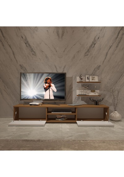 Decoraktiv Eko 4 Mdf Dvd Tv Ünitesi Tv Sehpası - Ceviz Beyaz Ahşap - Beyaz